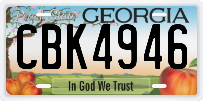 GA license plate CBK4946