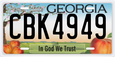 GA license plate CBK4949