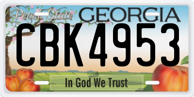 GA license plate CBK4953