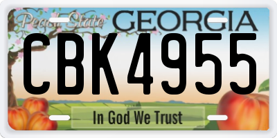 GA license plate CBK4955