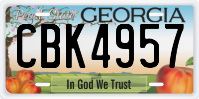 GA license plate CBK4957