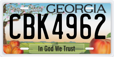 GA license plate CBK4962