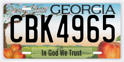 GA license plate CBK4965