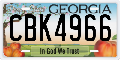 GA license plate CBK4966