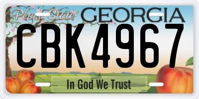 GA license plate CBK4967