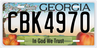 GA license plate CBK4970