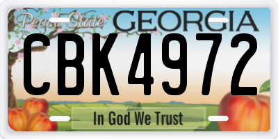 GA license plate CBK4972