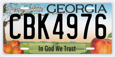 GA license plate CBK4976