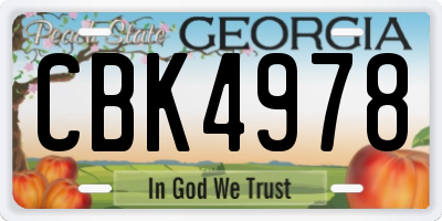 GA license plate CBK4978
