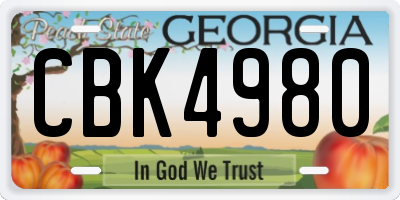 GA license plate CBK4980