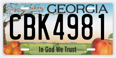 GA license plate CBK4981