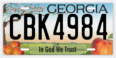 GA license plate CBK4984