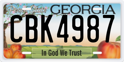 GA license plate CBK4987
