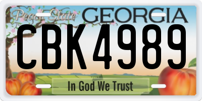GA license plate CBK4989