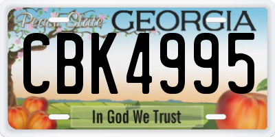 GA license plate CBK4995