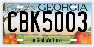 GA license plate CBK5003