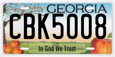 GA license plate CBK5008