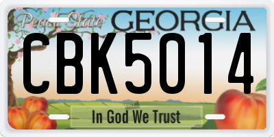 GA license plate CBK5014