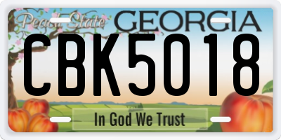 GA license plate CBK5018