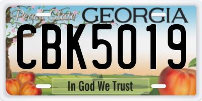GA license plate CBK5019