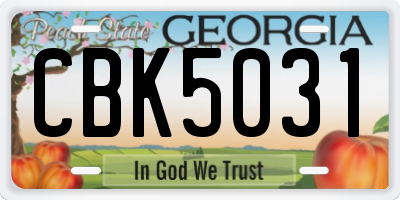 GA license plate CBK5031
