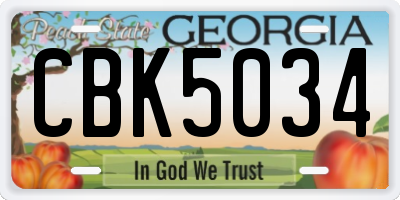 GA license plate CBK5034