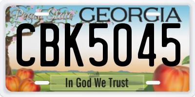 GA license plate CBK5045