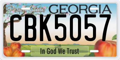 GA license plate CBK5057
