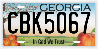 GA license plate CBK5067