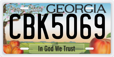 GA license plate CBK5069