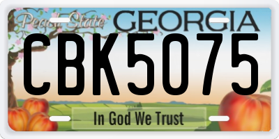 GA license plate CBK5075
