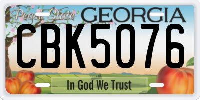 GA license plate CBK5076