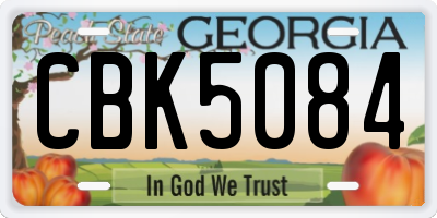 GA license plate CBK5084