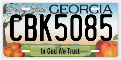 GA license plate CBK5085