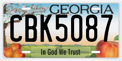 GA license plate CBK5087