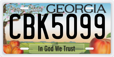 GA license plate CBK5099