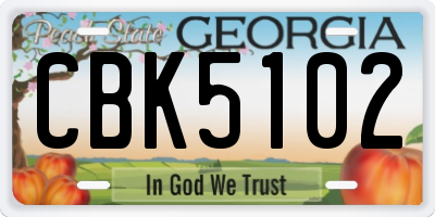 GA license plate CBK5102