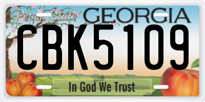 GA license plate CBK5109