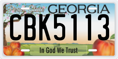 GA license plate CBK5113