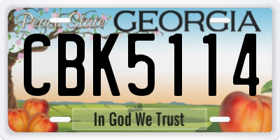 GA license plate CBK5114