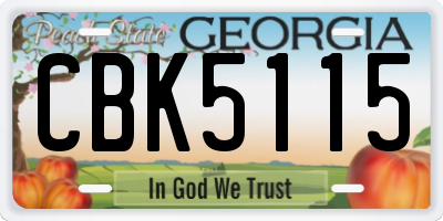 GA license plate CBK5115