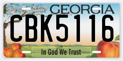GA license plate CBK5116
