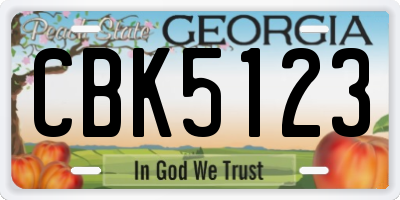 GA license plate CBK5123