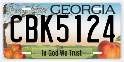 GA license plate CBK5124