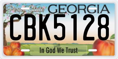 GA license plate CBK5128