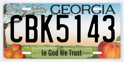 GA license plate CBK5143