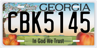 GA license plate CBK5145