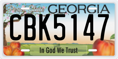 GA license plate CBK5147