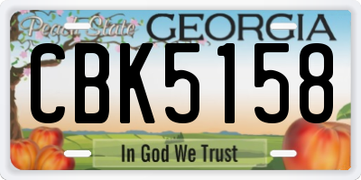 GA license plate CBK5158