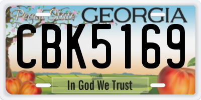 GA license plate CBK5169